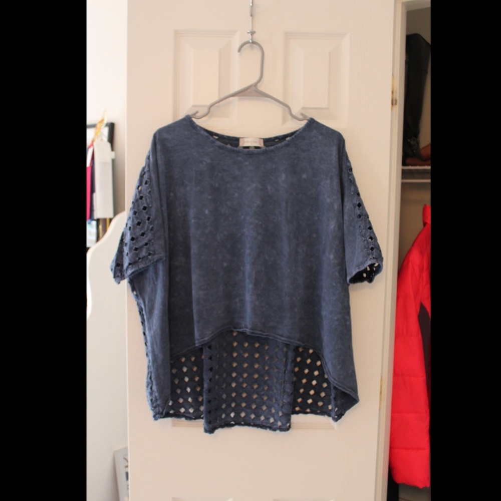 Altar’d State blue distressed shirt